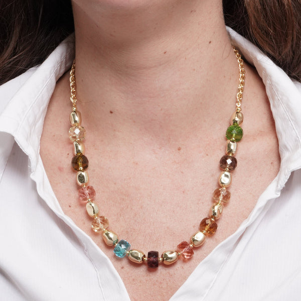 Collana in Metallo cristalli colorati — collezione dolce laguna
