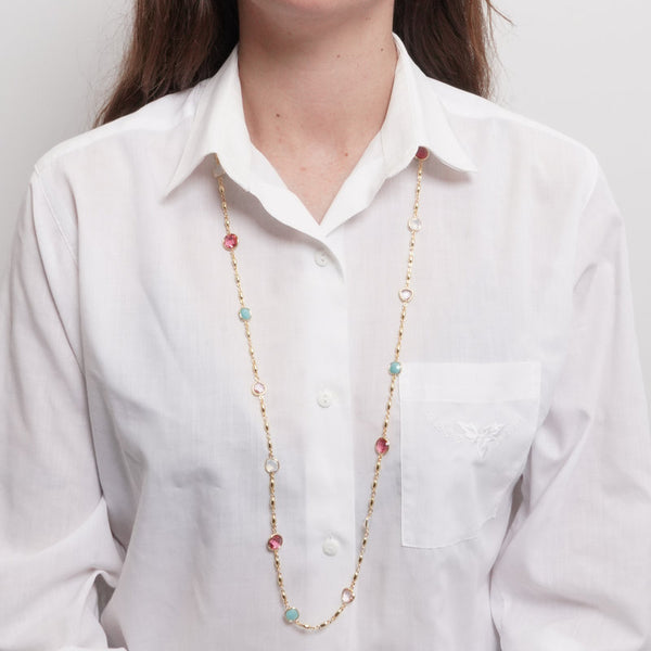 Collana in Metallo cristalli colorati — collezione dolce laguna