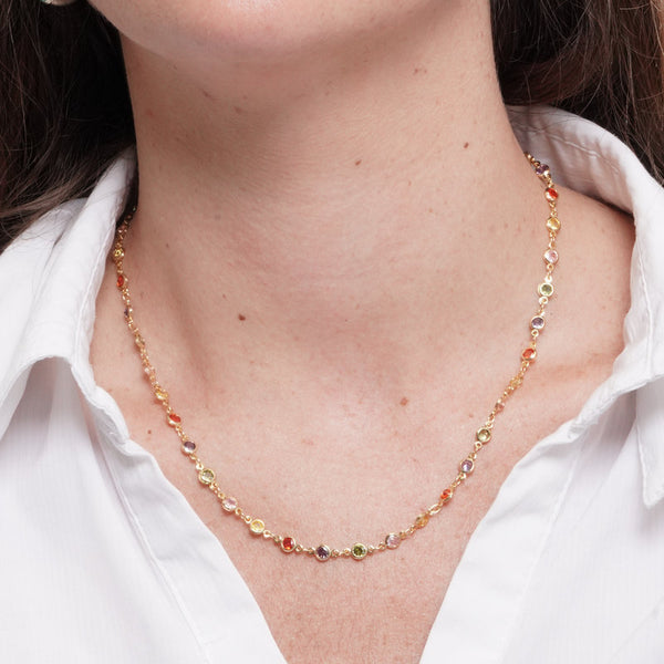 Collana in Metallo giro di cristalli colorati — collezione dolce laguna