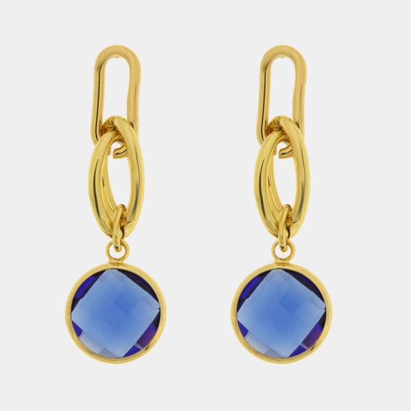 Orecchini in Metallo catena con cristalli blu — collezione dolce laguna