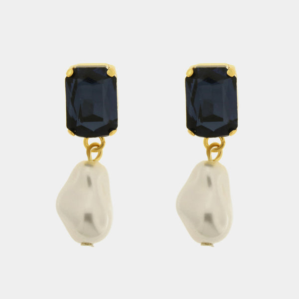 Orecchini in Metallo cristalli e perle — collezione dolce laguna