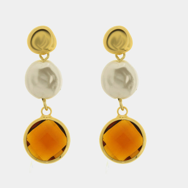 Orecchini in Metallo cristalli e perle — collezione dolce laguna
