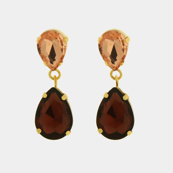 Orecchini in Metallo cristalli marroni — collezione dolce laguna