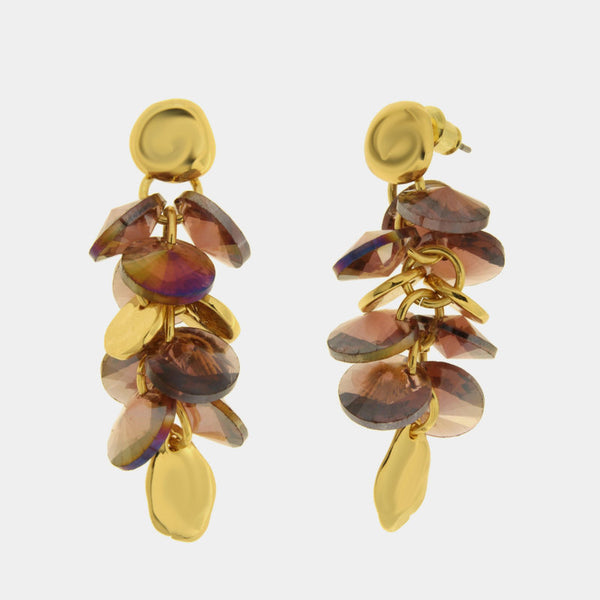 Orecchini in Metallo cristalli marroni — collezione dolce laguna