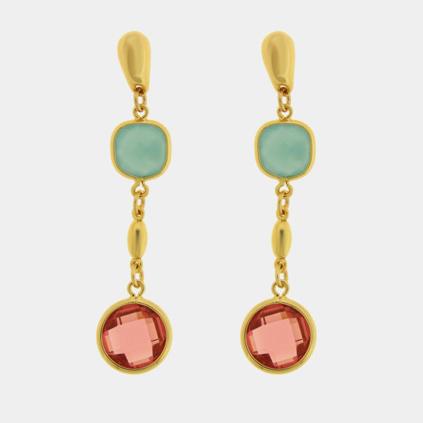 Orecchini in Metallo cristalli rossi e verdi — collezione dolce laguna
