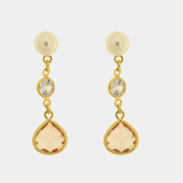 Orecchini in Metallo goccia con cristalli — collezione dolce laguna