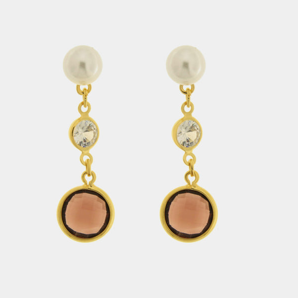 Orecchini in Metallo perle e cristalli — collezione dolce laguna