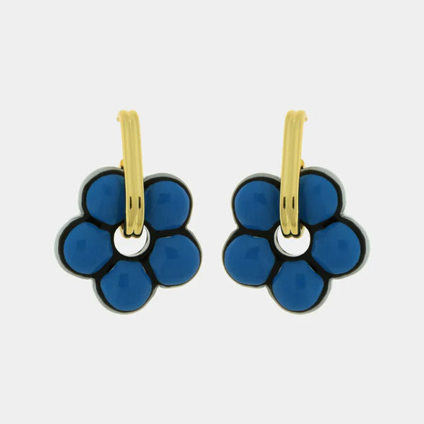 Orecchini in Metallo con fiore blu — collezione golden murano