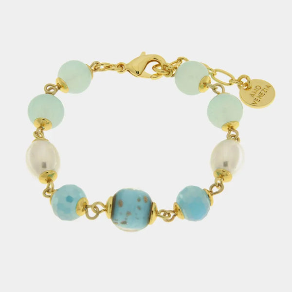 Bracciale in Metallo con cristalli azzurri ispirati al vetro di Murano — collezione gondola