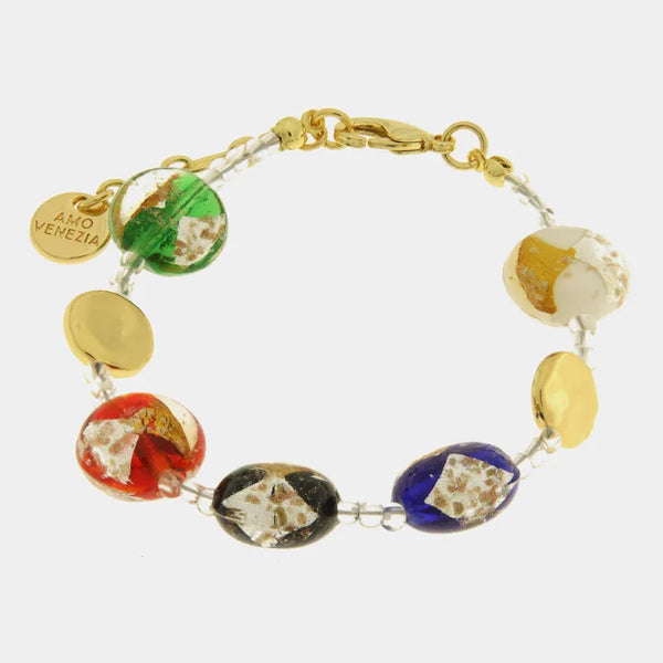 Bracciale in Metallo con cristalli colorati ispirati al vetro di Murano — collezione gondola