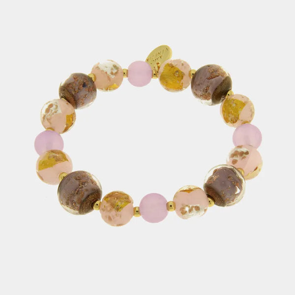 Bracciale in Metallo con cristalli rosa ispirati al vetro di Murano — collezione gondola
