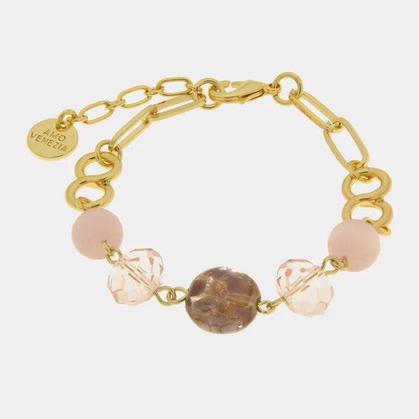 Bracciale in Metallo con cristalli rosa ispirati al vetro di Murano — collezione gondola