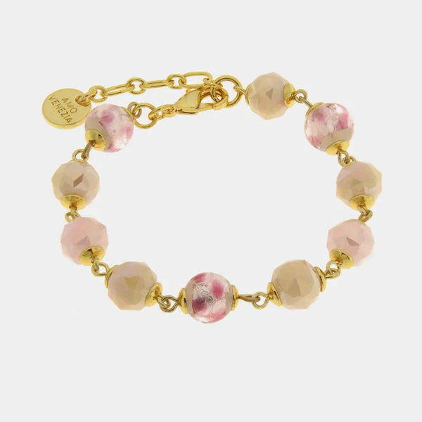 Bracciale in Metallo con cristalli rosa ispirati al vetro di Murano — collezione gondola