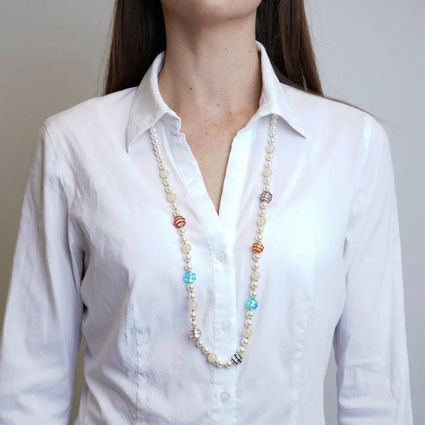 Collana in Metallo con cristalli colorati ispirati al vetro di Murano — collezione gondola