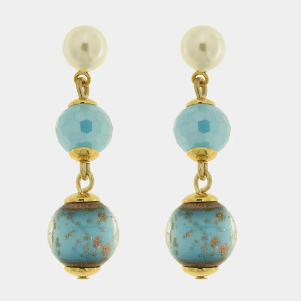 Orecchini in Metallo con cristalli azzurri ispirati al vetro di Murano — collezione gondola