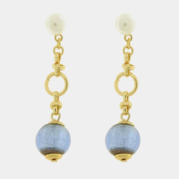 Orecchini in Metallo con cristalli blu ispirati al vetro di Murano — collezione gondola
