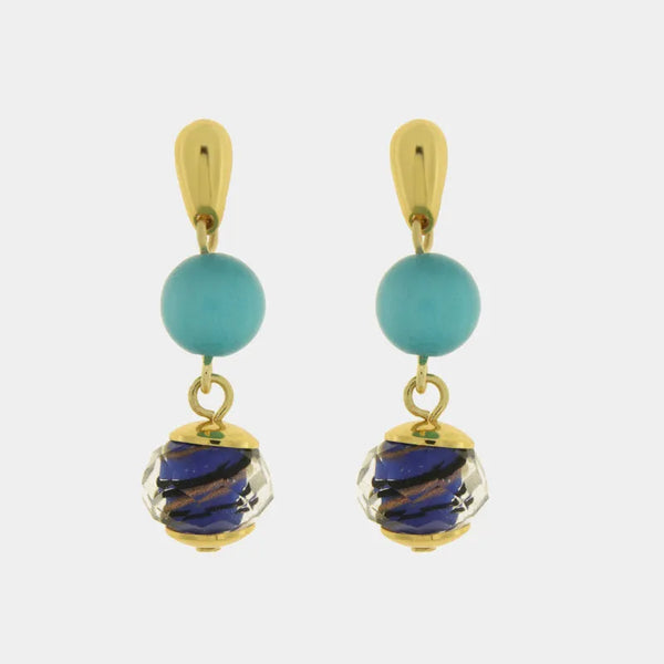 Orecchini in Metallo con cristalli blu ispirati al vetro di Murano — collezione gondola
