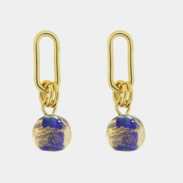 Orecchini in Metallo con cristalli blu ispirati al vetro di Murano — collezione gondola