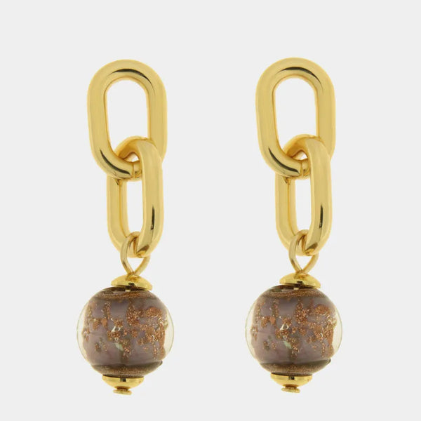 Orecchini in Metallo con cristalli marroni ispirati al vetro di Murano — collezione gondola