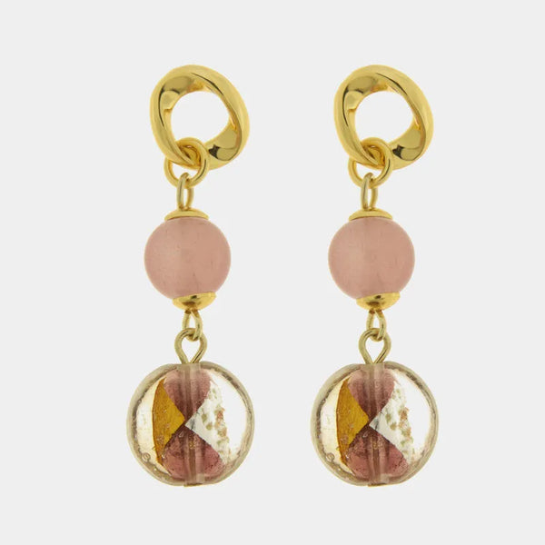 Orecchini in Metallo con cristalli rosa ispirati al vetro di Murano — collezione gondola