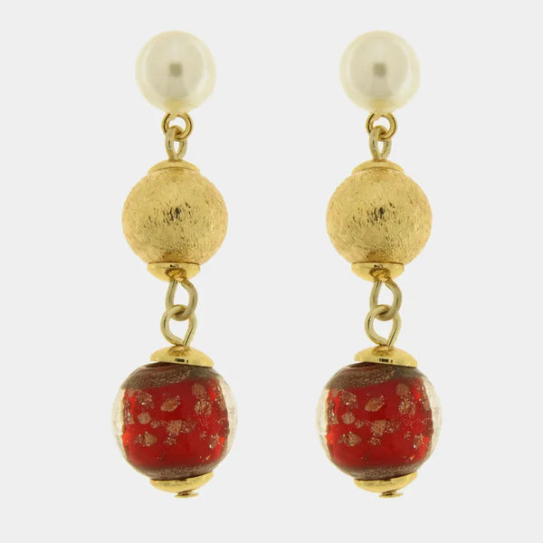 Orecchini in Metallo con cristalli rossi — collezione gondola