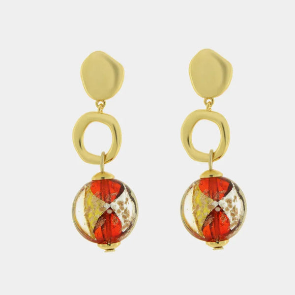 Orecchini in Metallo con cristalli rossi ispirati al vetro di Murano — collezione gondola