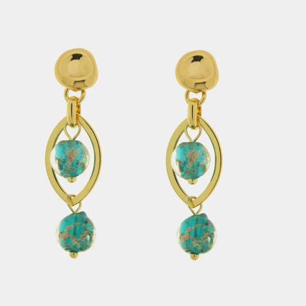 Orecchini in Metallo con cristalli turchesi ispirati al vetro di Murano — collezione gondola