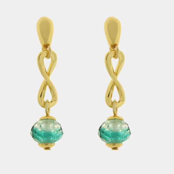 Orecchini in Metallo con cristallo verde — collezione gondola