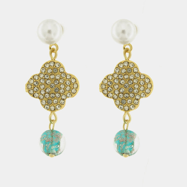 Orecchini in Metallo fiore con cristalli di Murano — collezione gondola
