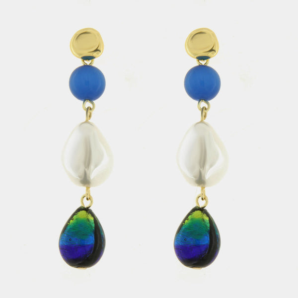 Orecchini in Metallo pietre di Murano e perla — collezione gondola