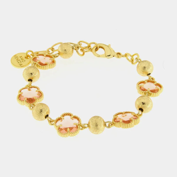 Bracciale in Metallo con cristalli a forma di fiore rosa — collezione lido