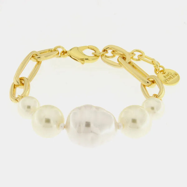 Bracciale in Metallo con perle sintetiche — collezione lido