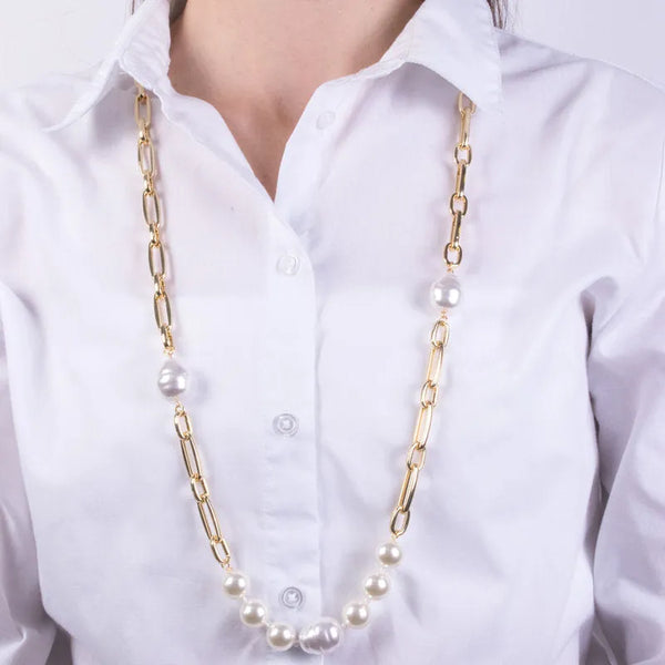 Collana in Metallo a catena con perle — collezione lido