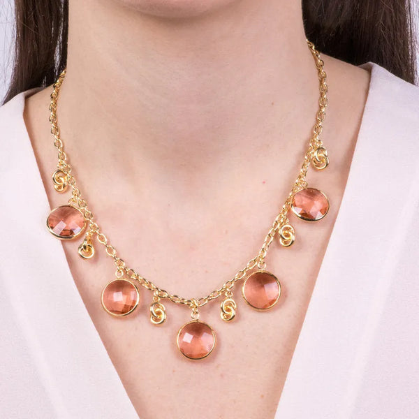 Collana in Metallo con cristalli rosa — collezione lido