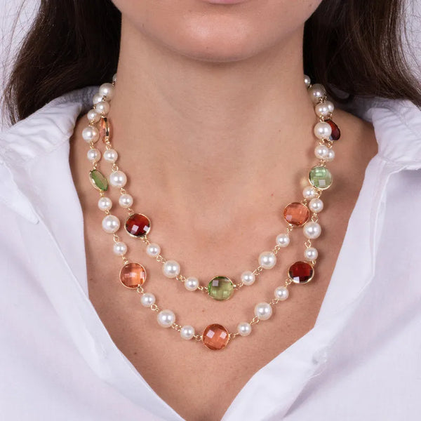 Collana in Metallo con perline e cristalli — collezione lido