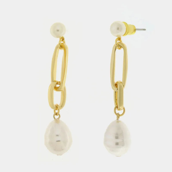 Orecchini in Metallo con perla sintetica pendente — collezione lido
