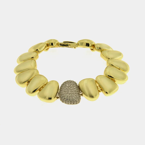 Bracciale in Metallo Dorato pietra zircone donna elegante — collezione notte in laguna