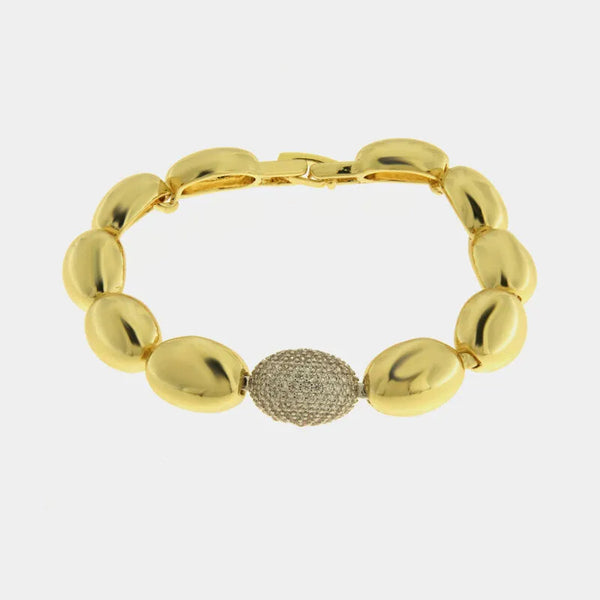 Bracciale in Metallo Dorato sfere rotonde medaglione donna — collezione notte in laguna