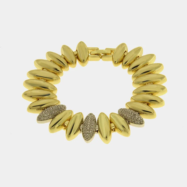Bracciale in Metallo Dorato spike cristalli elegante donna — collezione notte in laguna