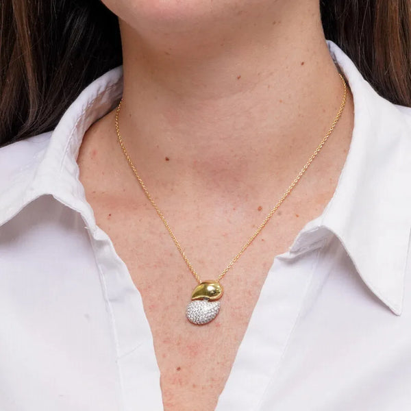 Collana in Metallo Ciondolo dorato pietra grigia donna — collezione notte in laguna