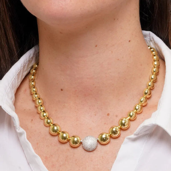 Collana in Metallo Girocollo dorato con zirconi elegante — collezione notte in laguna