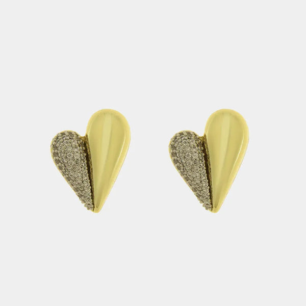 Orecchini in Metallo Pendenti cuore dorato bicolore donna — collezione notte in laguna