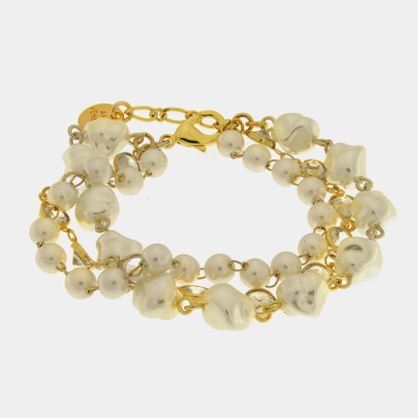 Bracciale in Metallo multifilo con perle — collezione oro veneziano