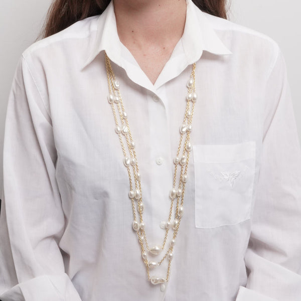 Collana in Metallo multifilo con perle — collezione oro veneziano