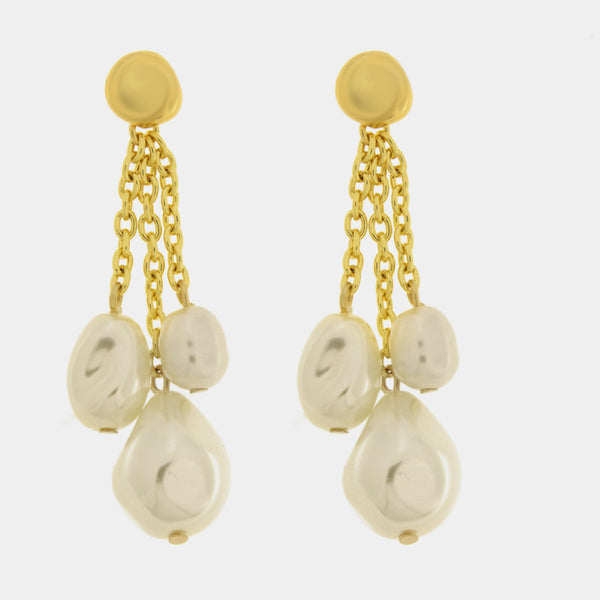 Orecchini in Metallo multifilo con perle pendenti — collezione oro veneziano