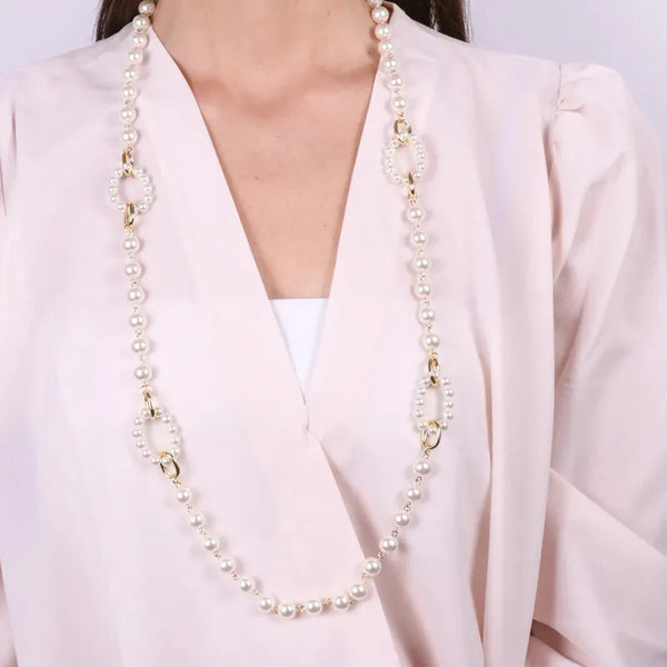 Collana in Metallo con perle e dettagli catene oro — collezione palazzo ducale