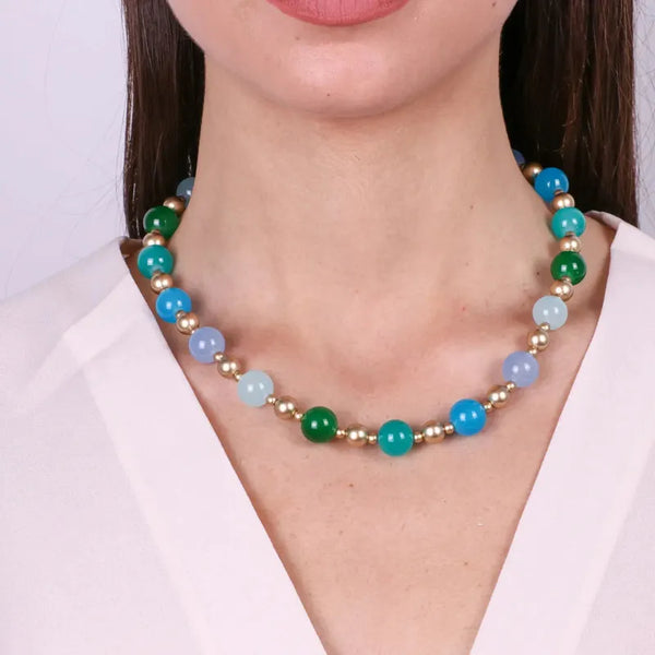 Collana in Metallo girocollo con cristalli blu — collezione palazzo ducale