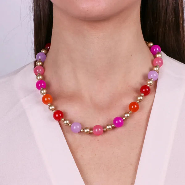 Collana in Metallo girocollo con cristalli rosa — collezione palazzo ducale