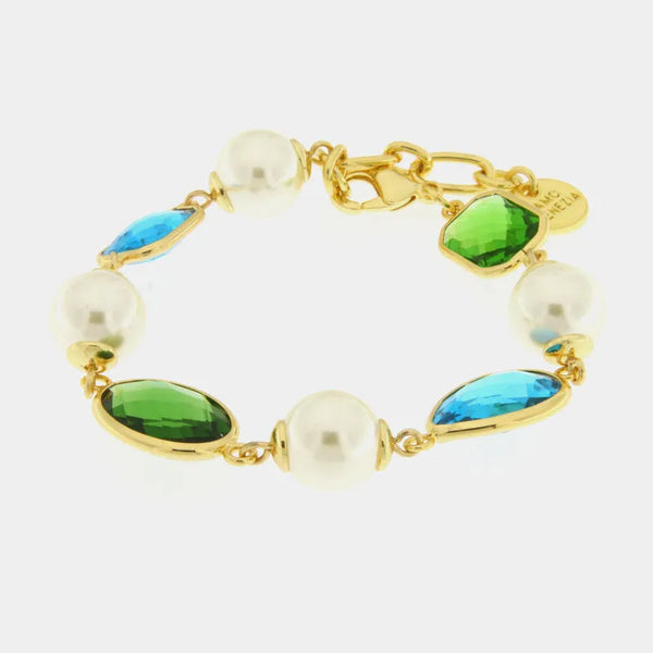 Bracciale in Metallo con cristalli colorati blu e verdi — collezione rialto