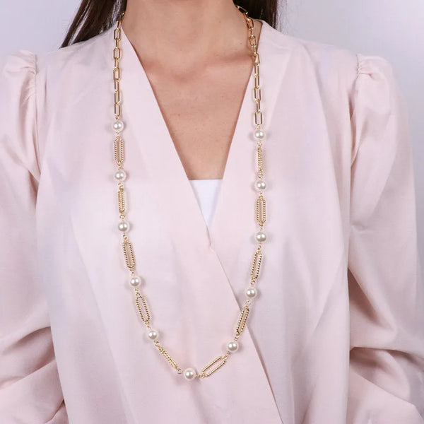 Collana in Metallo con catene e perle singole — collezione rialto